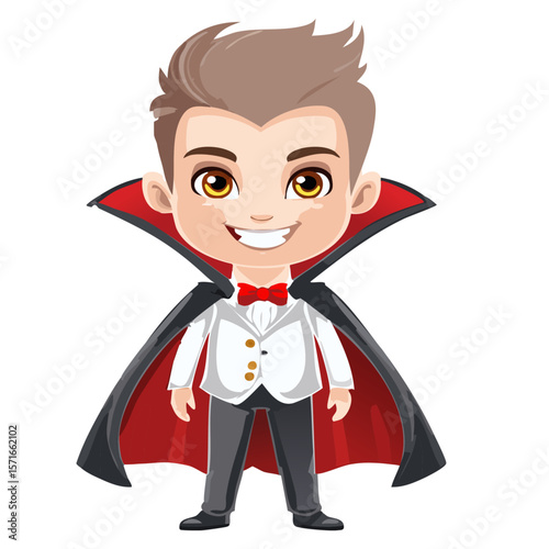 Cartoon Vampire Character – Vector Illustration on White Background for Halloween and Spooky Design Themes

