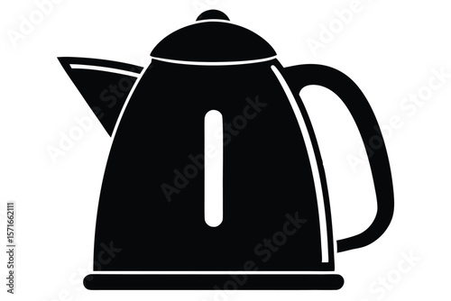 Black silhouette illustration of an electric kettle with a water level window and handle
