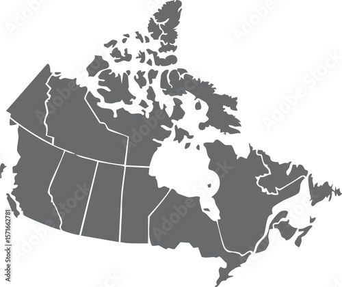 Vector Map of Canada with State Lines