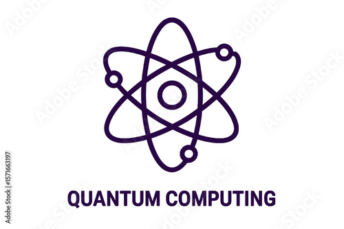 dark purple quantum computing icon, flat vector with transparent background