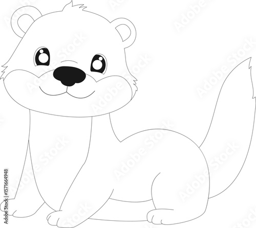 Otter cartoon outline for coloring book