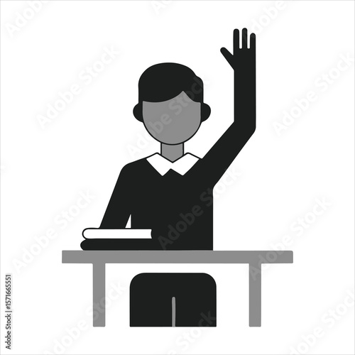 person raising hand silhouette