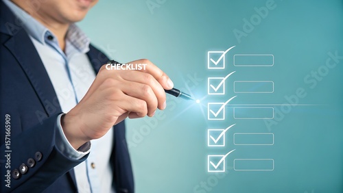 Photo of a businessman is writing on a checklist, highlighting the importance of planning and task management for business success