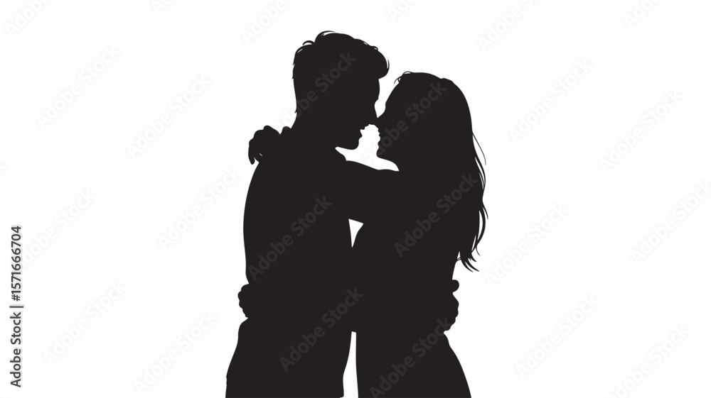 Romantic couple silhouette hugging illustration vector perfect for love relationship and valentine designs Romantic couple silhouette hugging illustration vector perfect for love relationship and valentine designs