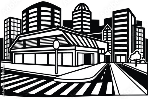 vector illustration of city street