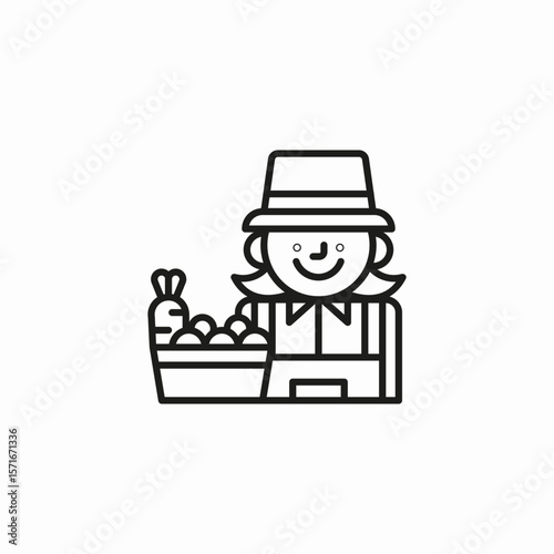 farmer holding produce icon sign vector