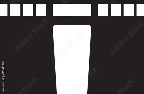 Traditional japanese torii gate entrance silhouette on white background