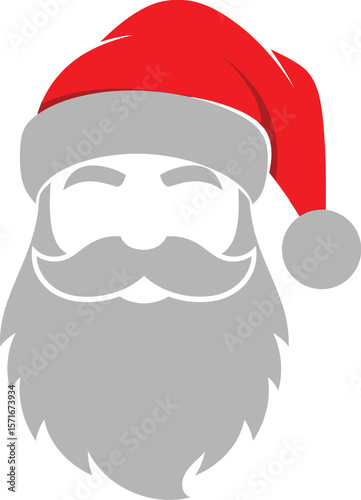 Santa Claus Hat & Beard - Christmas Design on Black Background