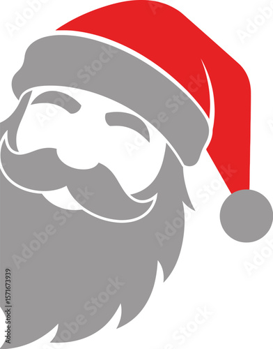 Santa Claus Hat & Beard - Christmas Design on Black Background