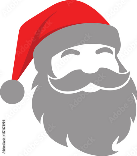 Santa Claus Hat & Beard - Christmas Design on Black Background