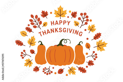 Fall Festival Decor Graphics: Festive Thanksgiving Pumpkin & Squash Illustration