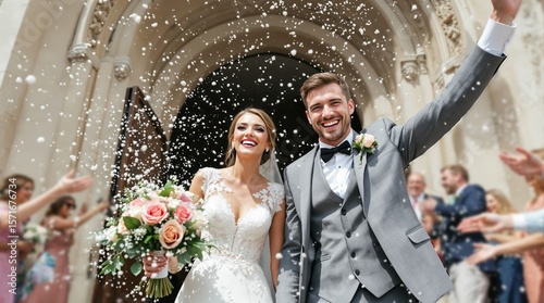 a wedding outside the church