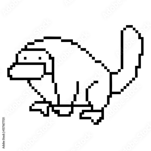 Pixel outline of a platypus standing in a simple design