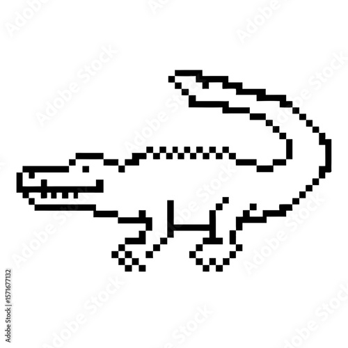 Pixel art outlin e alligator in a simple artistic style