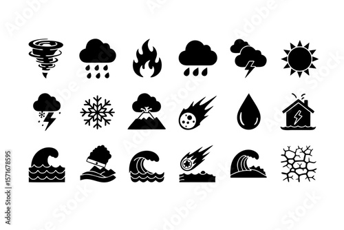 Weather and Calamity Vector Pack: Climate Phenomena and Emergency Event Symbols