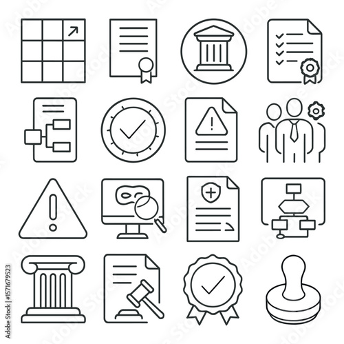 Risk management collection, compliance and safety symbols. security and audit set