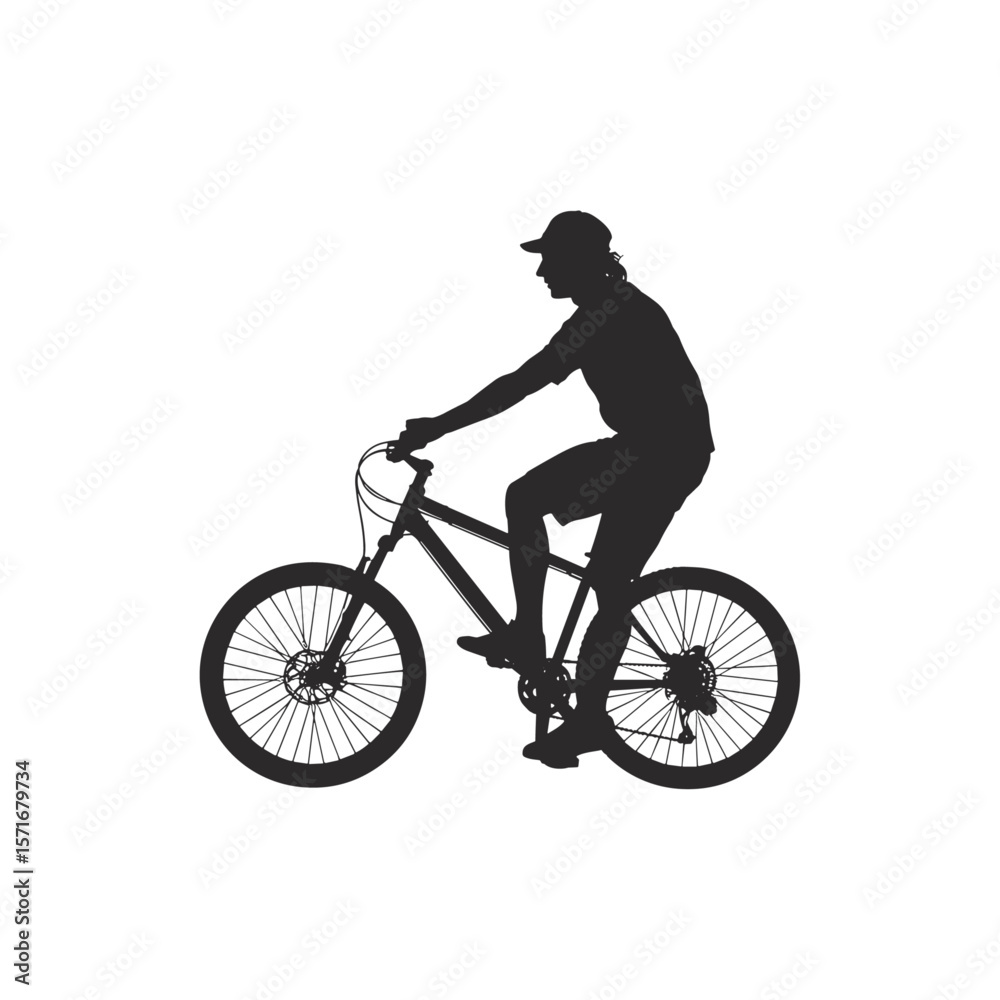Fototapeta premium Silhouette of a Cyclist Riding a Mountain Bike