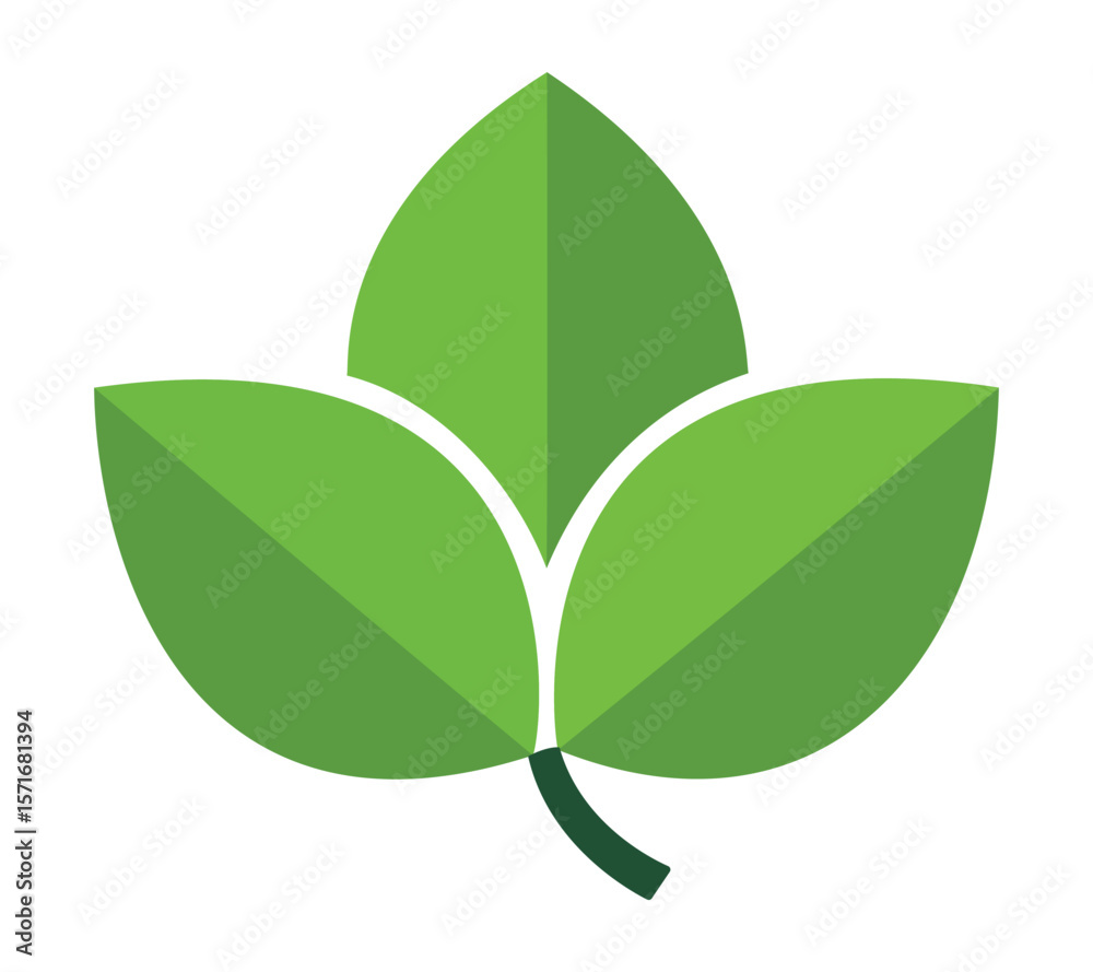A fresh green leaf icon with three connected leaves, symbolizing nature, growth, environment, and organic themes for sustainable design A fresh green leaf icon with three connected leaves, symbolizing nature, growth, environment, and organic themes for sustainable design