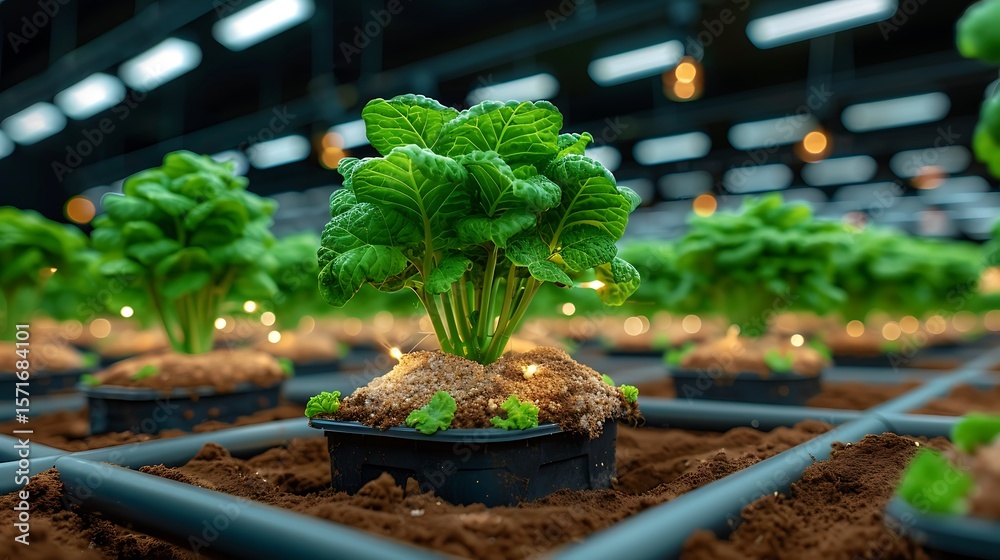 custom made wallpaper toronto digitalVertical farming structure indoors with hydroponic and aeroponic systems growing leafy greens under artificial lights. 32k, full ultra HD, high resolution