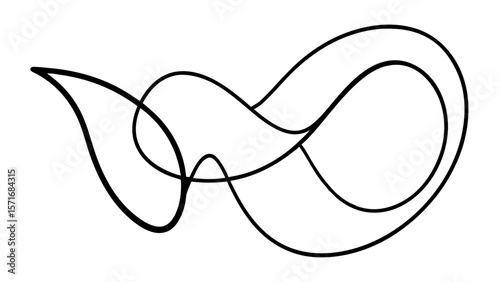 Abstract flowing black line art on a white background