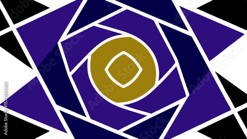 Geometric abstract pattern with purple blue gold and white shapes