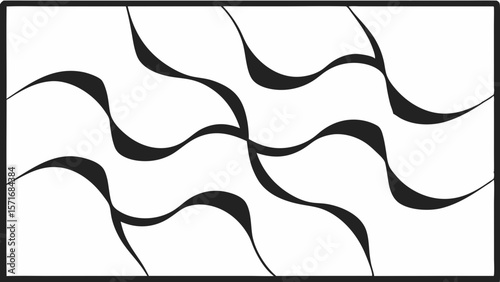 Abstract black and white wavy lines pattern with organic flowing shapes