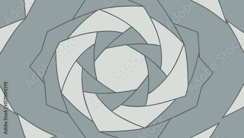 Geometric rose petal pattern with shades of gray and light blue