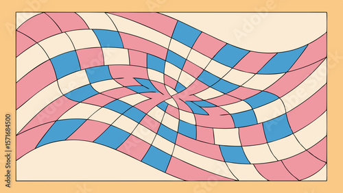 Abstract wavy geometric pattern with transgender flag colors and swirling vortex effect