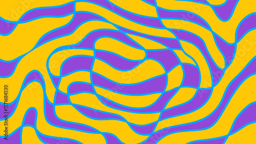 Abstract wavy lines pattern in yellow purple and blue