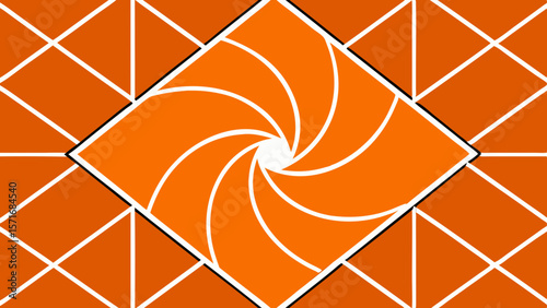 Abstract orange and white geometric pattern with swirling center