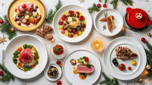 Wallpaper Mural Gourmet Festive Dinner Table with Delicious Dishes and Decorations Torontodigital.ca