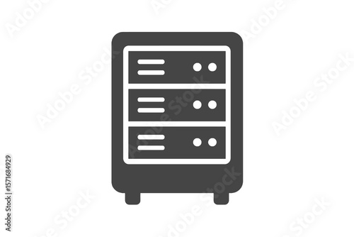 dark gray server rack icon, flat vector with transparent background