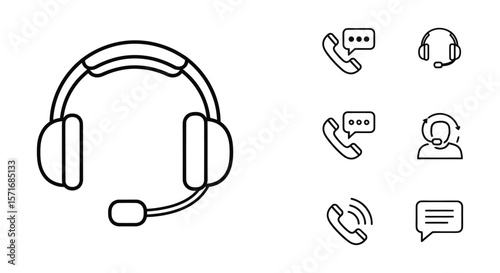 Headset and communication icons for customer service and technical support visuals