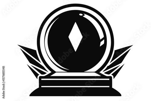 Mystical Black Fortune Telling Crystal Ball, Prophecy, Divination and Supernatural Icon