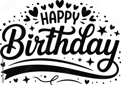Happy Birthday Vector Art Elegant Calligraphy Design for Cards & Invitations
