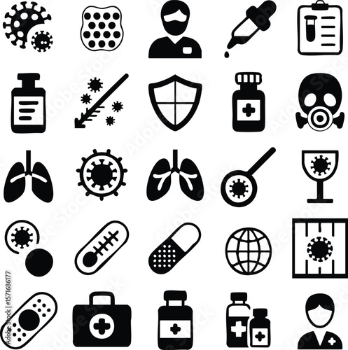 Comprehensive Collection of Virus and Medical Icons Vector Graphics