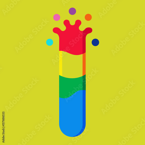 Colorful Test Tube With Liquid Splash
