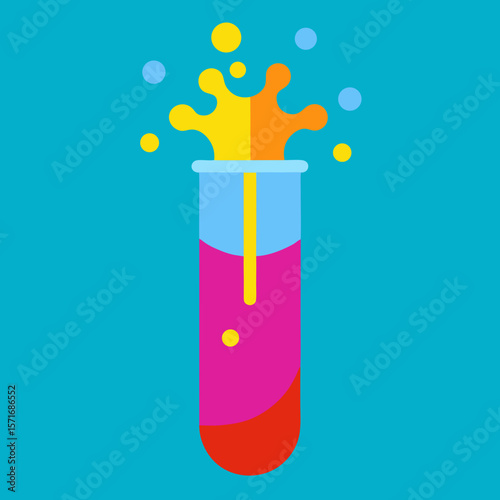 Colorful Test Tube With Liquid Splash