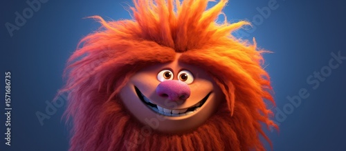 A cute cartoon baby lion smiling in the wild safari rain