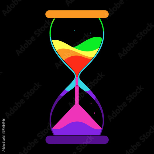 Glowing Hourglass With Rainbow Sand