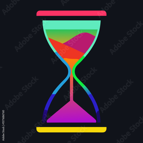 Glowing Hourglass With Rainbow Sand