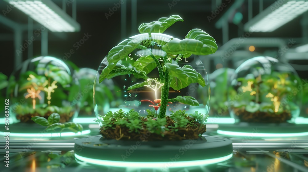 custom made wallpaper toronto digitalAdvanced botanical research lab featuring holographic projections of plant anatomy and growth cycles. 32k, full ultra HD, high resolution