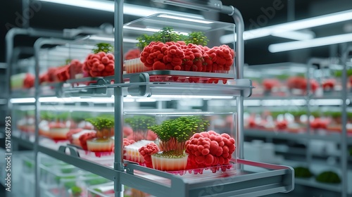 Wallpaper Mural Advanced laboratory setup with plant tissue culture samples in transparent containers under LED grow lights. 32k, full ultra HD, high resolution Torontodigital.ca