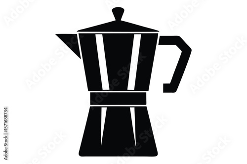 Simplified Black Silhouette of a Moka Pot for Brewing Espresso at Home