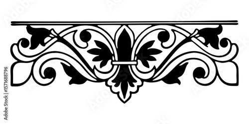 Decorative floral divider for text design, iisolated vector image on transparent background