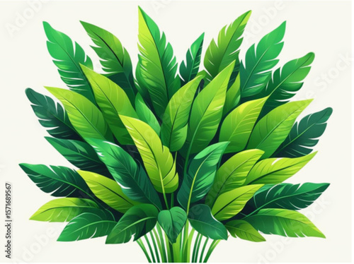 green leaves on a white background