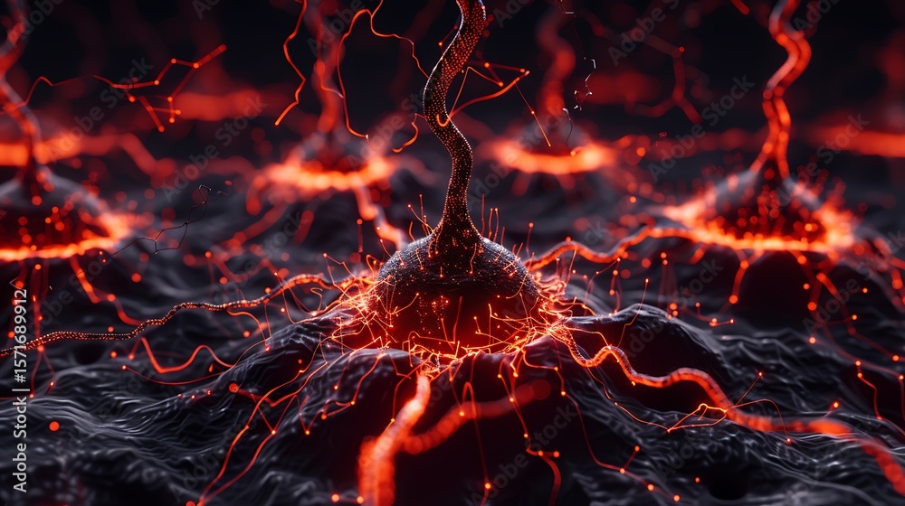 custom made wallpaper toronto digitalAdvanced neural network visualized as a glowing 3D structure of interconnected nodes and circuits. 32k, full ultra HD, high resolution