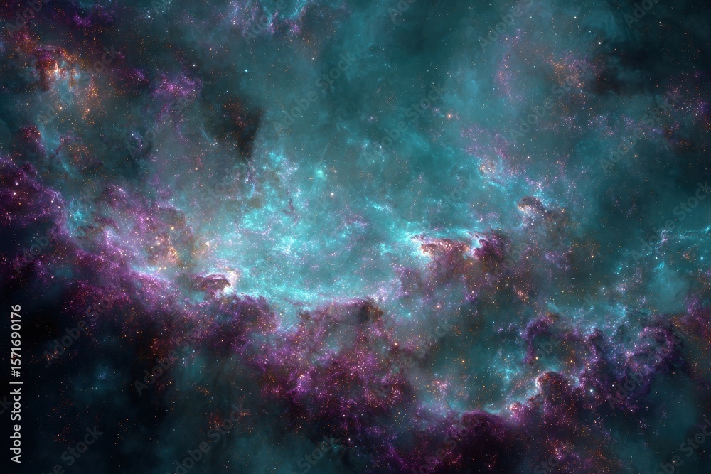 Obraz premium Exploring the vibrant colors of an abstract cosmic space galaxy with swirling textures in a mesmerizing celestial landscape