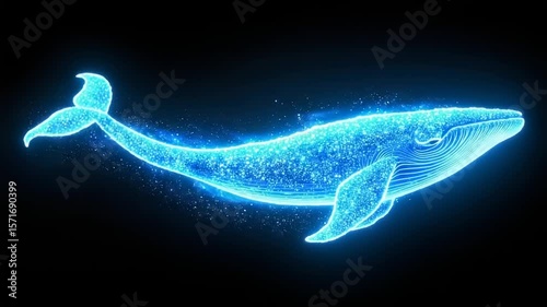 Blue Whale Formed by Sparkling Particles