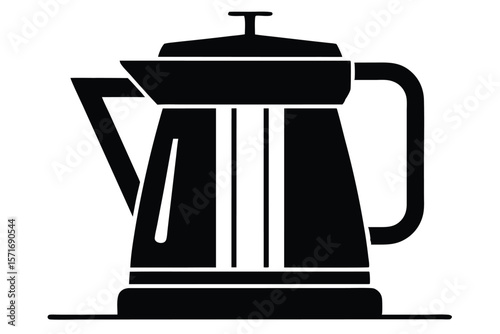 Black Silhouette Illustration of a Classic Glass French Press Coffee Maker